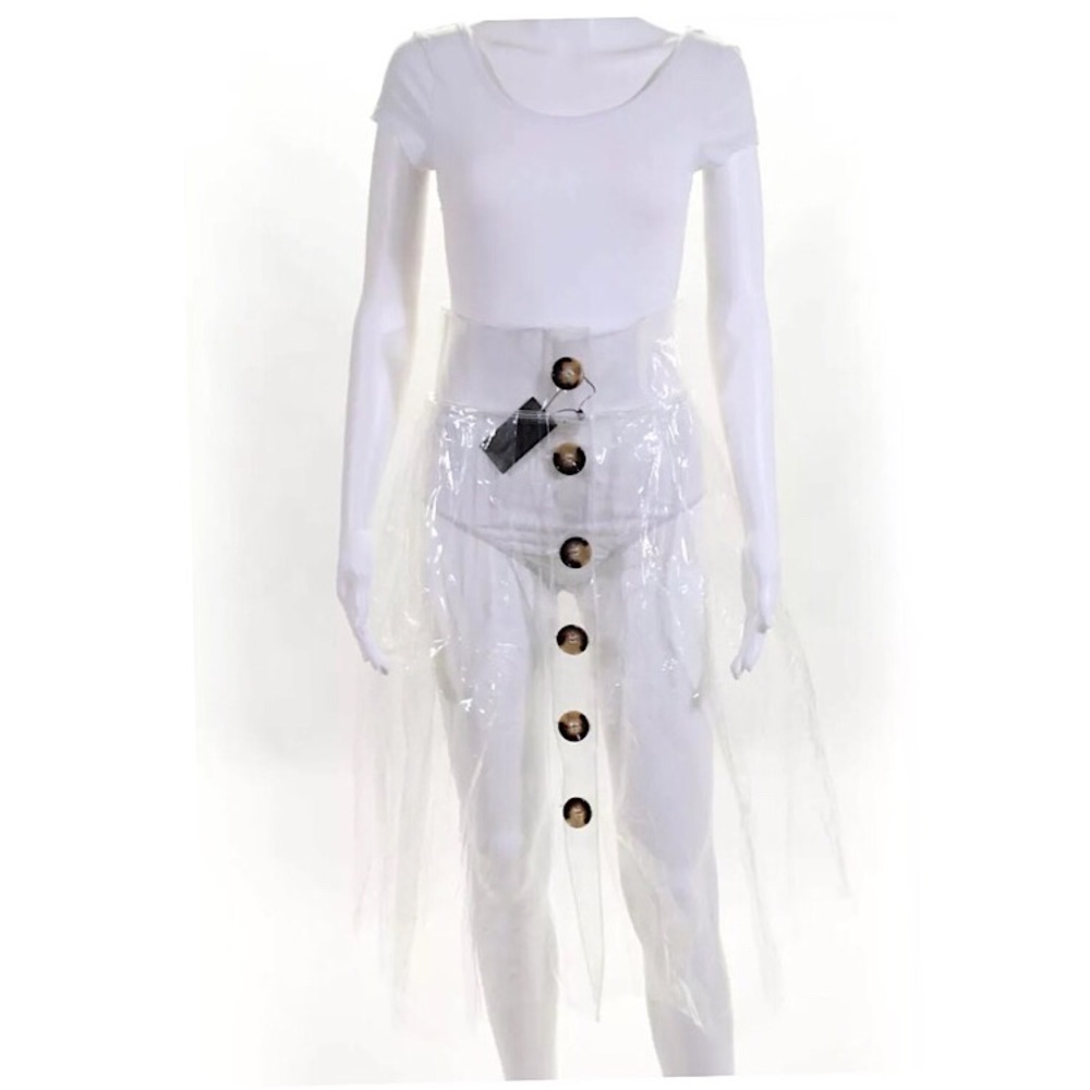 Oh Hey Girl Button Up Clear Plastic Skirt..New